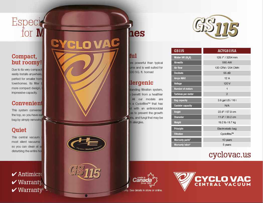 CENTRAL VACUUMS 3 115LABLE