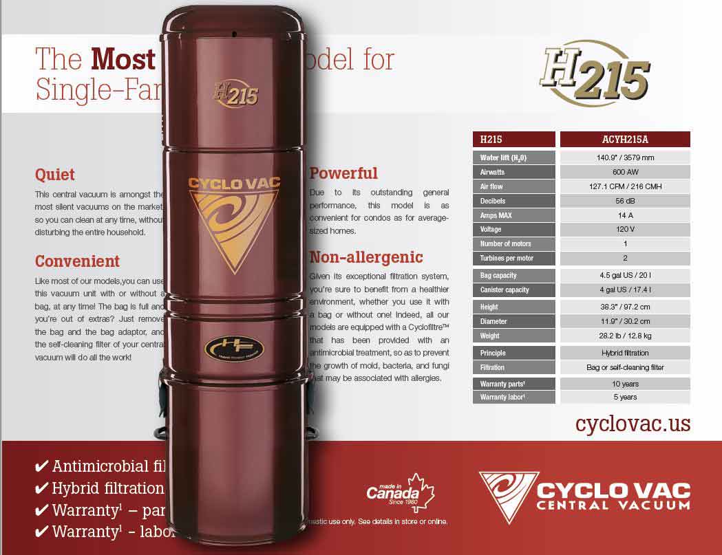 CENTRAL VACUUMS 5 215LABEL